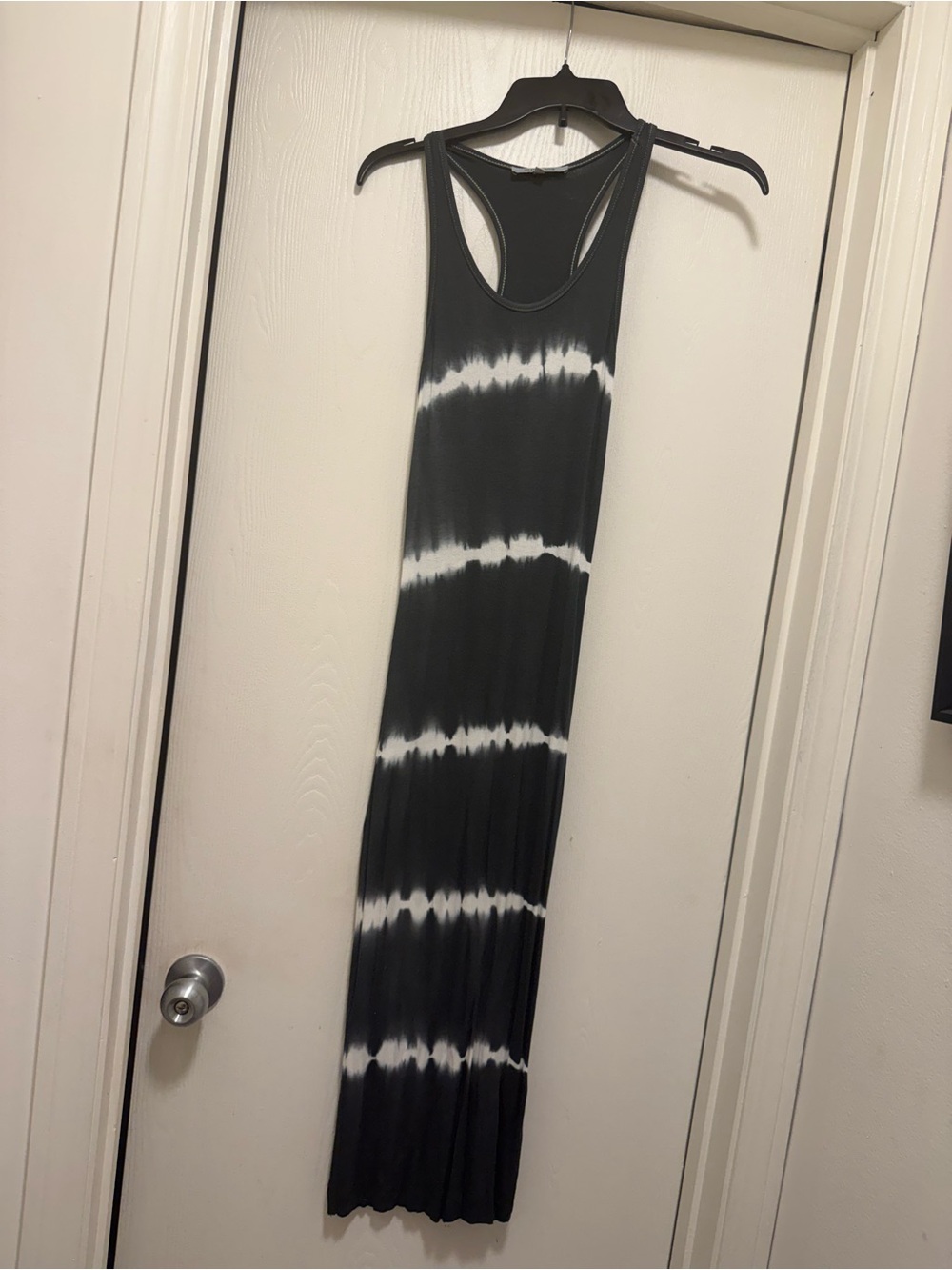 Olivaceous/Vici Dark Grey/Black and White Tie-Dye Racerback Maxi Dress Like New